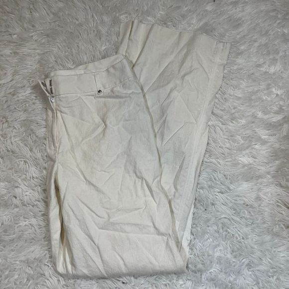 White linen Gianni Bini straight-leg flare  pants‎ size 8 - Picture 2 of 8